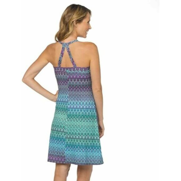 [SOLD] Prana Women's Size M Quinn Dress Cool Green Ibiza Racerback Knee Length - Picture 2 of 10